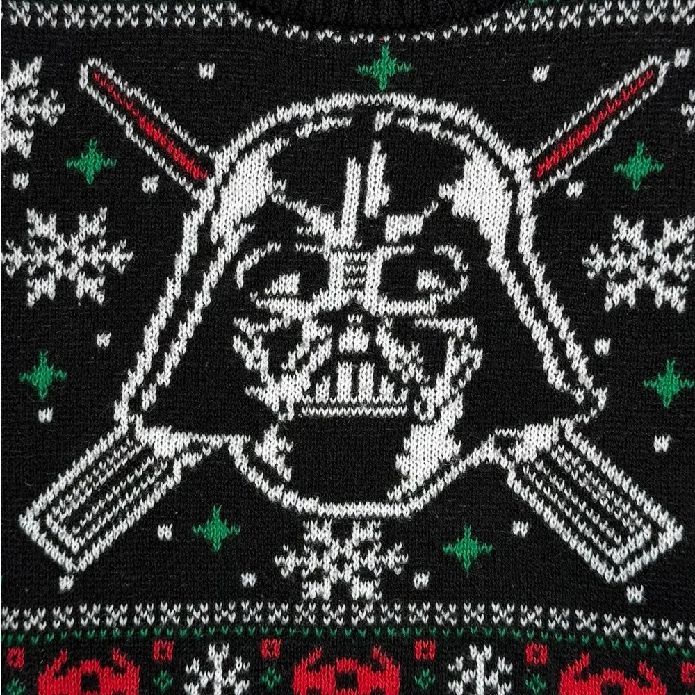 STAR WARS‎ Baby Boys' Black Knit Darth Vader Fair Isle Holiday Sweater Size 12M